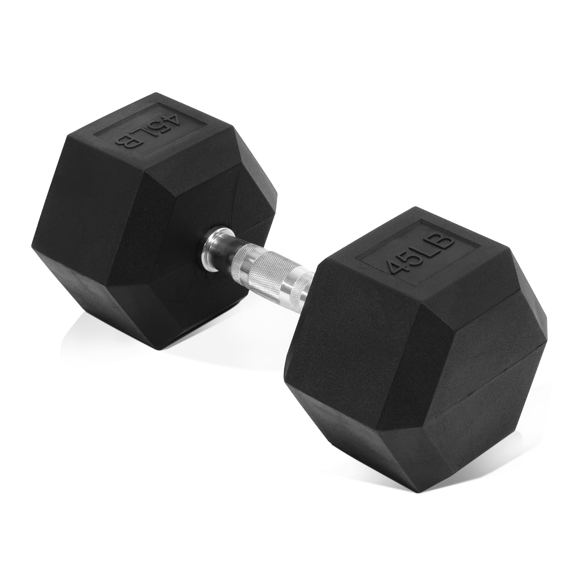Flexwave 45 LB Rubber Hex Dumbbell with Non-Slip Grip for Home Gym Strength Training-Single