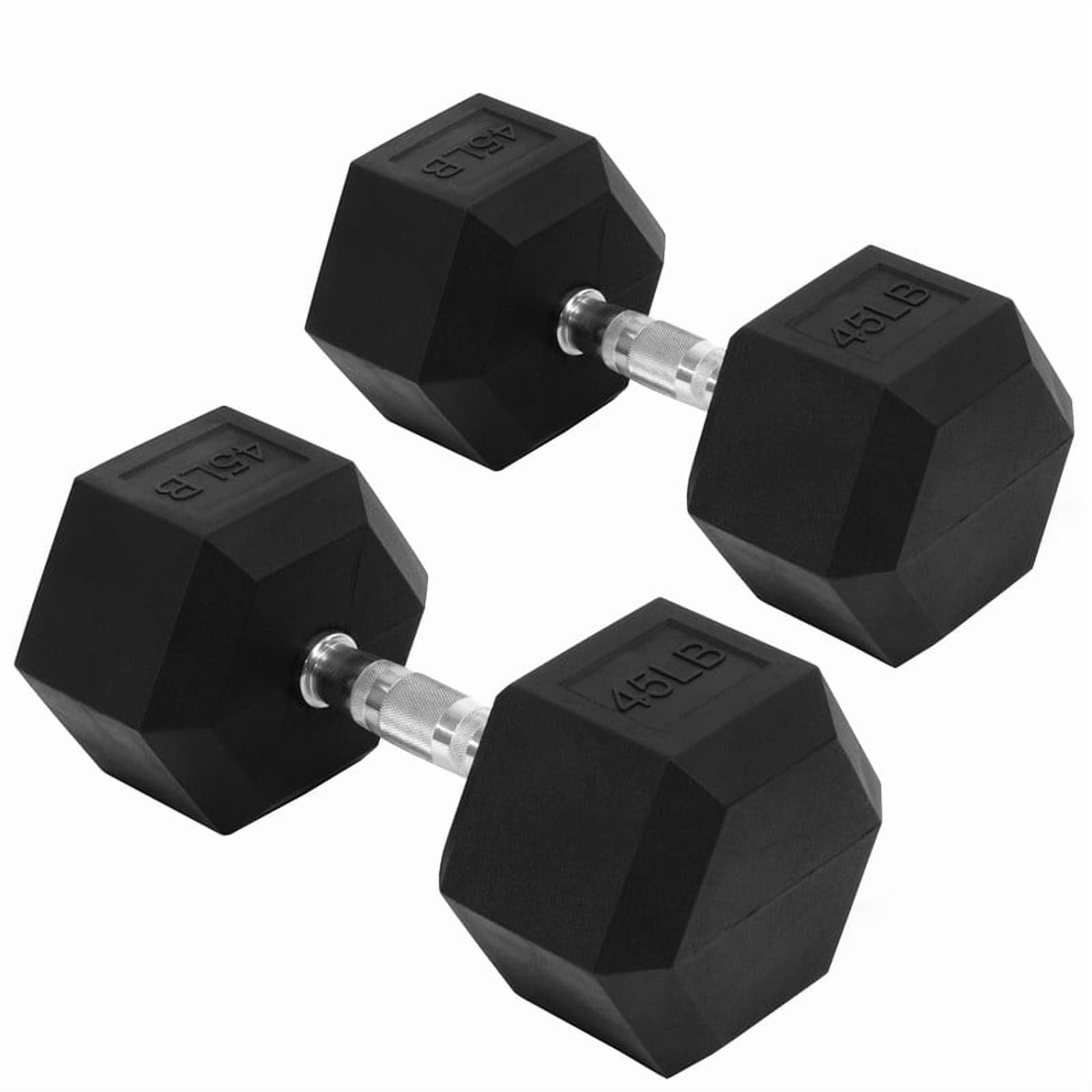 Flexwave 45 LB Rubber Hex Dumbbells, Set of 2, Non-Slip Grip for Home Gym Strength Training