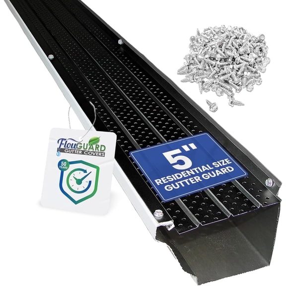 FlowGuard Gutter Guards 30-Year 5" Residential Gutter Cover System - Black - 204 Feet