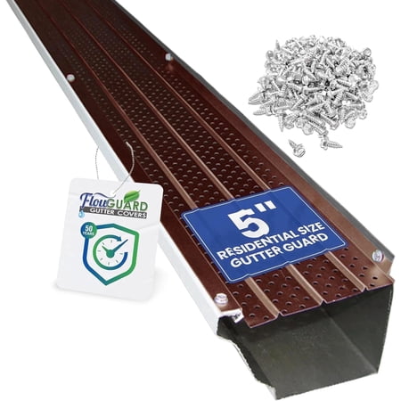FlowGuard Gutter Guards 30-Year 5" Residential Gutter Cover System - Brown - 22 Feet