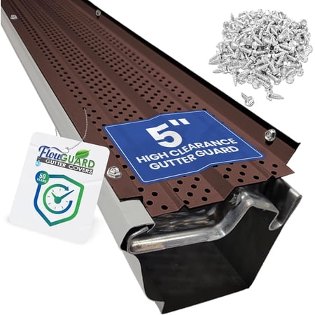 FlowGuard Gutter Guards 5" High Clearance 30-Year Gutter Cover System - Brown - 22ft