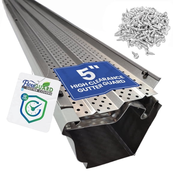 FlowGuard Gutter Guards 5" High Clearance 30-Year Gutter Cover System - Matte - 22ft
