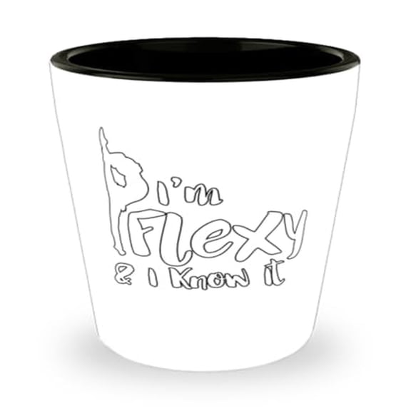 Flexy and I Know It Shot Glass, Unique Dance Themed Mini Glassware, Ideal Gift for Dancers, 1.5oz White Cup