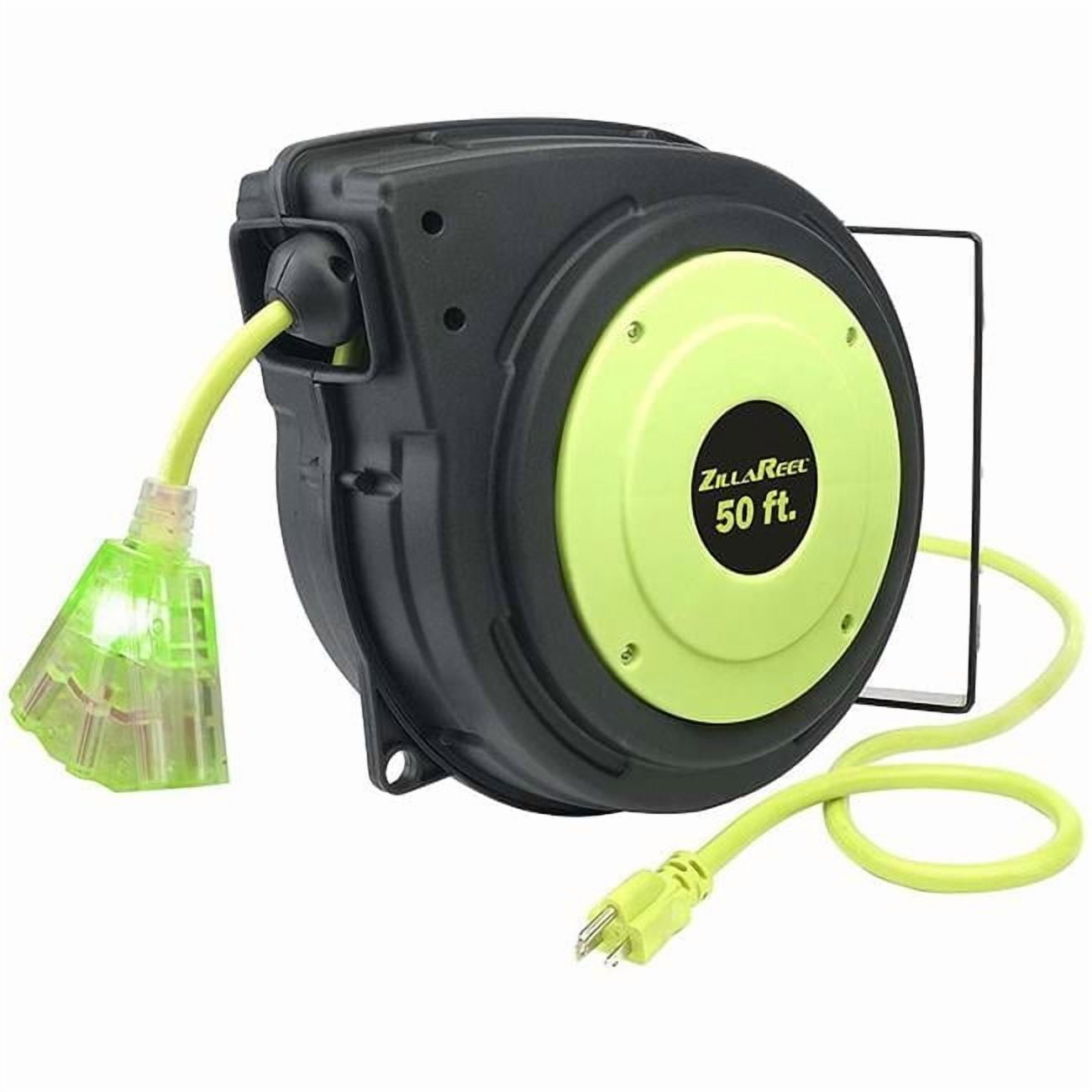 Flexzilla  50 ft. 14-3 AWG SJTOW Grounded Triple Tap Outlet Indoor & Dry Locations Extension Cord Reel