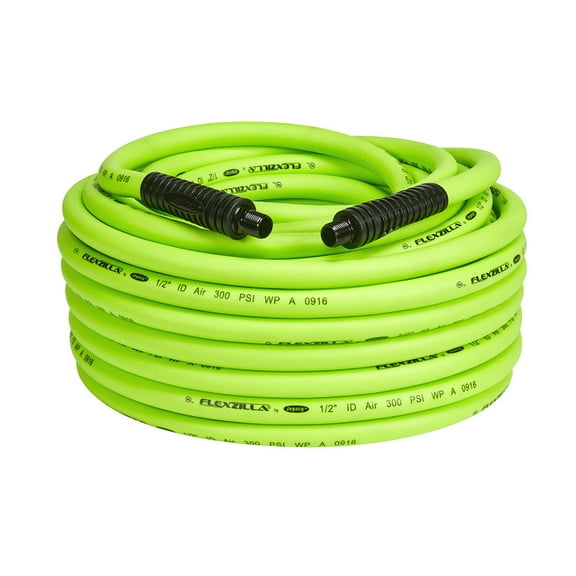 Flexzilla Air Hose, 1/2" x 100', 3/8" MNPT Fittings, ZillaGreen