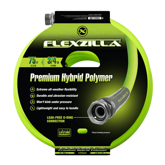 Legacy Manufacturing Flexzilla Garden Hose, 3/4 Inch x 75 Feet  3/4 Inch - 11 1/2 GHT Fittings