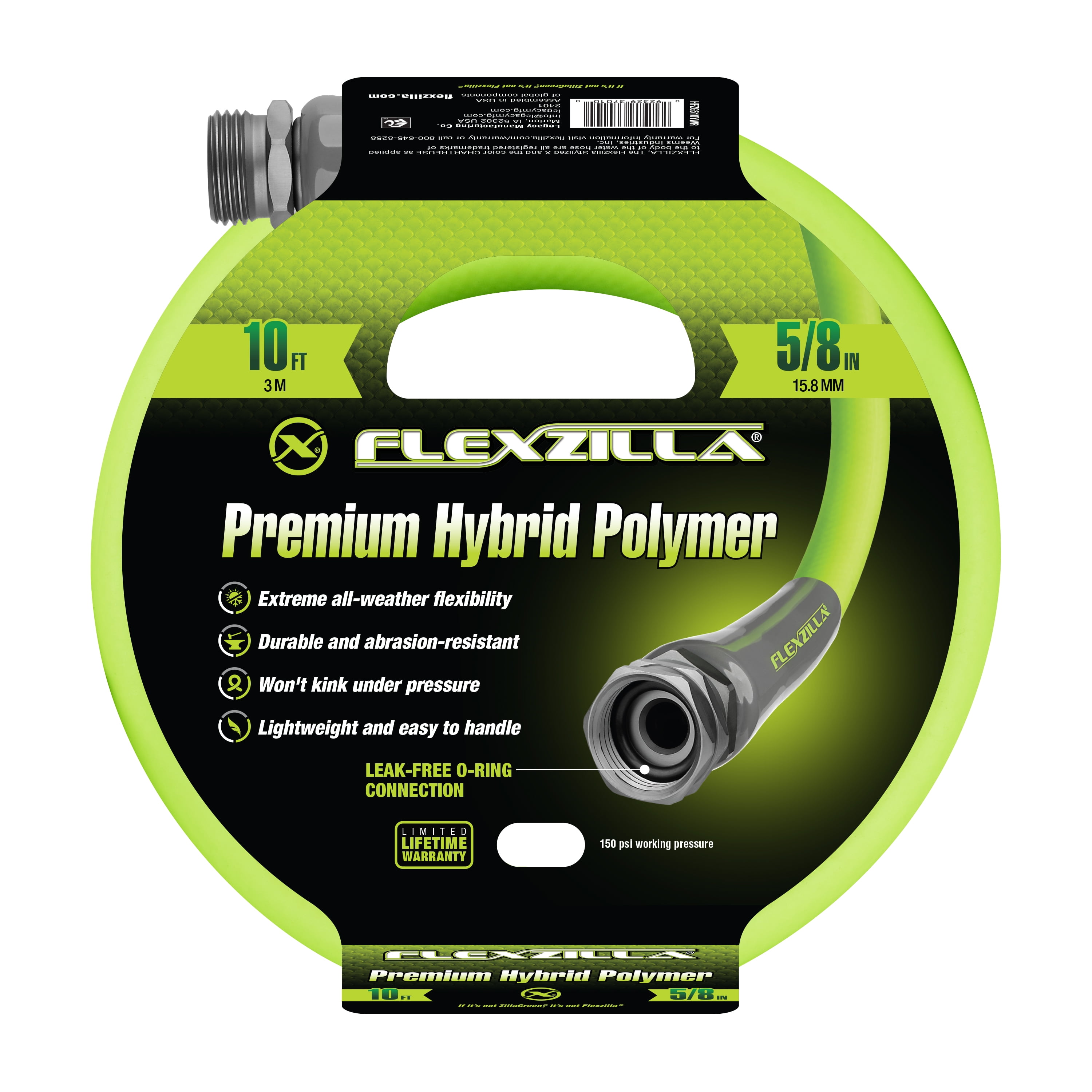 Flexzilla Garden Hose Hybrid Polymer ZillaGreen 5 8 X 10 Female flexzilla-garden-hose-hybrid-polymer-zillagreen-5-8-x-10-female