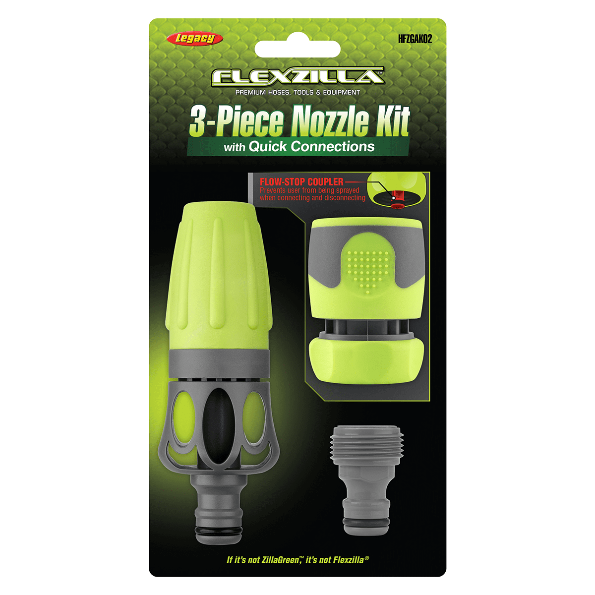 Flexzilla® 3-Piece Garden Hose Nozzle Kit, Quick-Connect Watering