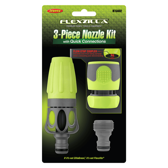 Flexzilla Garden Hose Nozzle Kit, 3-Piece, ZillaGreen