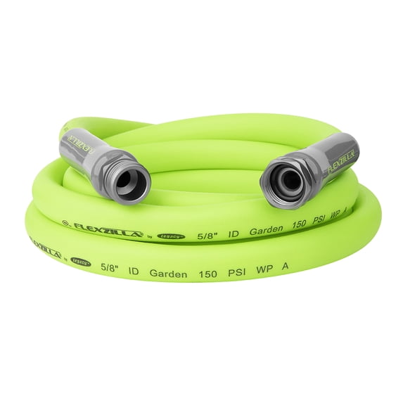 Flexzilla® Garden Lead-in Hose, 5/8" x 10', 3/4" - 11 1/2 GHT Fittings, Flexible Hybrid Polymer, ZillaGreen™