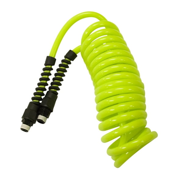 Flexzilla Polyurethane Recoil Hose, 1/4" x 10', 1/4" MNPT Fittings, ZillaGreen