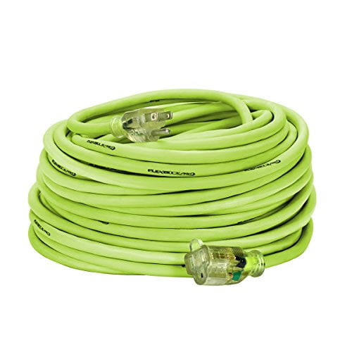 Flexzilla Pro Extension Cord, 14/3 AWG SJTW, 100 ft., Lighted Plug, Indoor/Outdoor, ZillaGreen - FZ512735