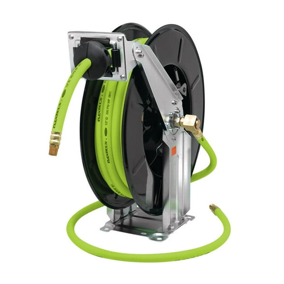 Flexzilla Pro Retractable Air Hose Reel, Open Face, Dual Axle Arm, 1/2" x 50', ZillaGreen