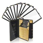 Flexzion Clear Restaurant Menu Covers 8.5 x 11, 3 Pages, 6 Views, 12 Pack