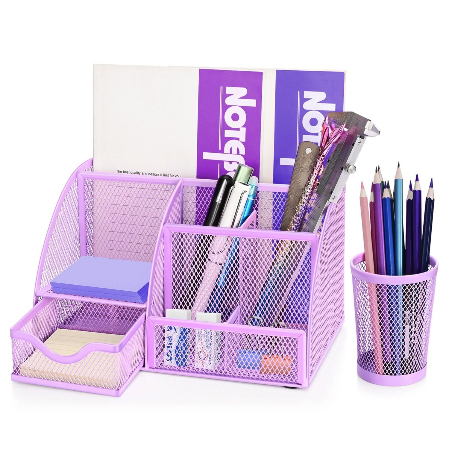 Flexzion Desk Top Caddy Organizer Purple Office Desk Accessories