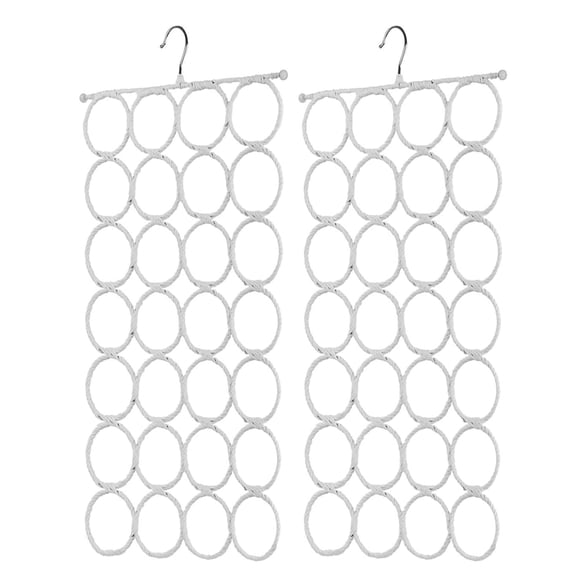 Flexzion Scarf Organizer for Closet (2 Pack) - 28 Slot Scarf Hanger Hijab Organizer, Space Saver for Socks, Shawls, Ties, Towels, Belts, Multi Purpose Hanging Rack Storage (Color May Vary)
