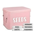 thumbnail image 1 of Flexzion Tin Storage Box with Removable Tray, 8 Inch Seed Organizer Box and Metal Seed Holder Organizer with Hinged Lid, Toolbox Container for Crafts, Hardware, Tools, Essentials – Pink, 1 of 8