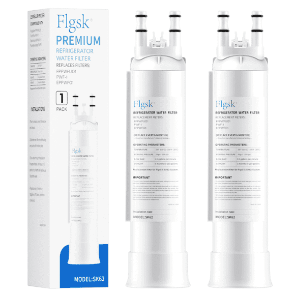 Flgsk Water Filter Replacement For Frigidaire® FPPWFU01, Electrolux® EPPWFU01, PureAdvantage PurePour® PWF-1, 2 Packs