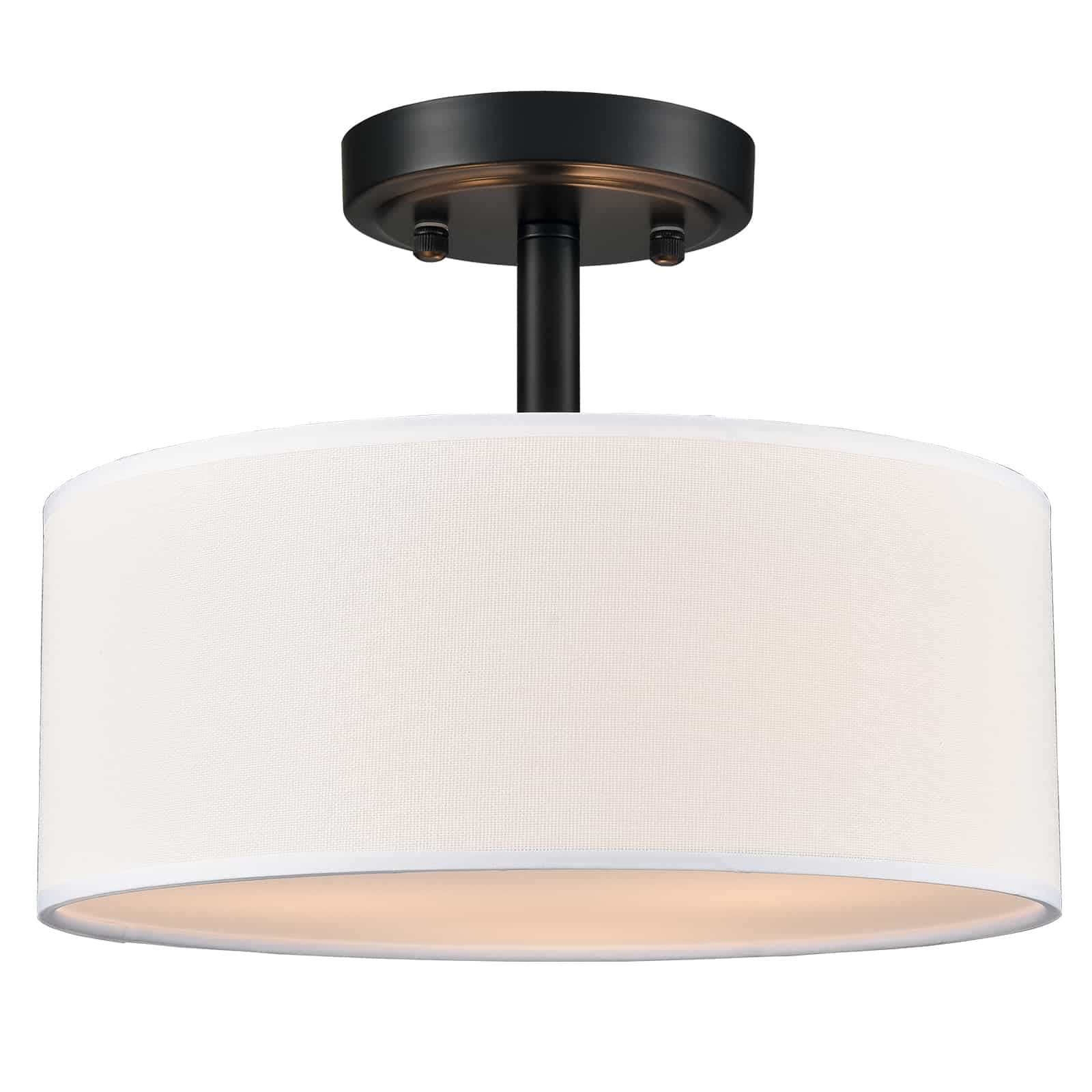 Flica Modern Black Light Fixture Ceiling Mount Flush Mount Drum Ceiling Light, 3-Bulbs