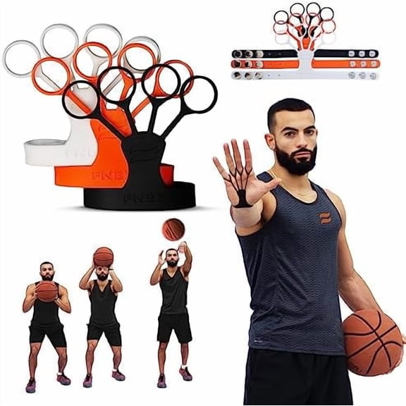 FlickGlove Basketball Shooting Aid, Training Equipment for Improving Shot and Form, Set of 3 Silicone Strap Resistances, White, Black and Orange$$Sport & Recreation Other