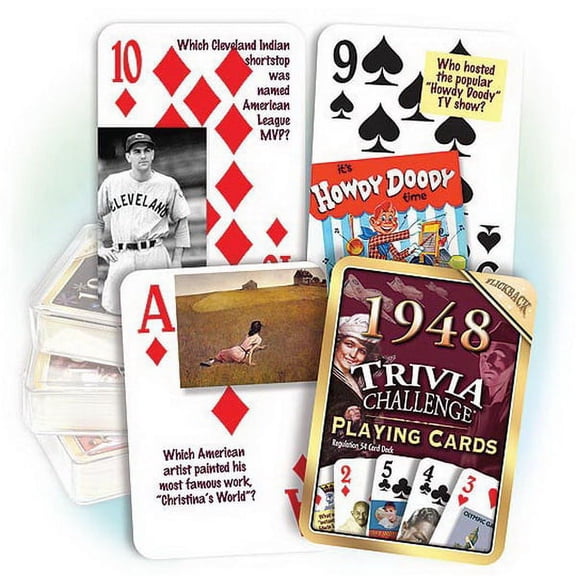 Flickback 1948 Trivia Challenge Playing Cards: Great Birthday or Anniversary Gift