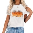 thumbnail image 1 of Flicker Flame Halloween Party Gifts Stylish Women's Graphic Tee, Comfortable Short Sleeve Shirt with Trendy Design Back To School Gifts, 1 of 5