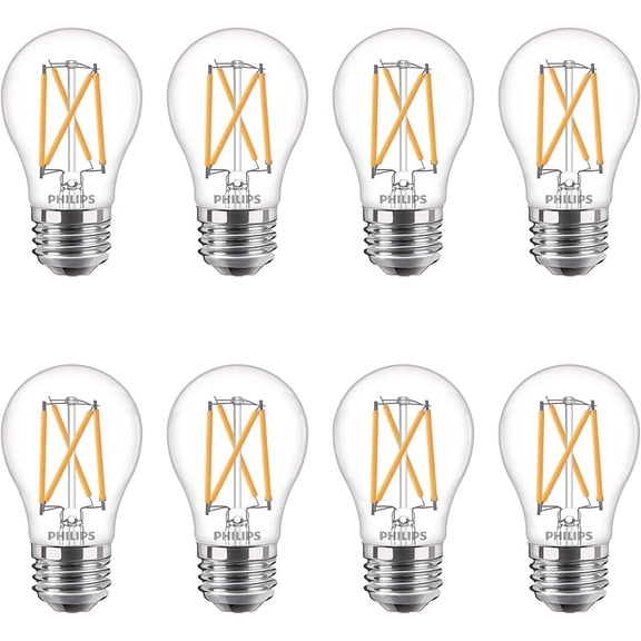 Flicker-Free A15 Light Bulb, EyeComfort Technology, Dimmable Warm Glow Effect, 350 Lumen, 2700-2200K, 3.8W=40W, E26, Title 20 Certified, 8-Pack,Soft White