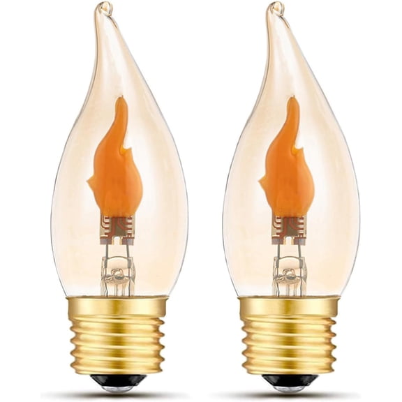 Flickering Flame Bulb E26 YANTON Fire Effect Light Bulbs, Flickering Light Bulbs for Halloween Christmas Holiday DecoratioYANTON, 2 Modes, Amber Glass, 2 Pack