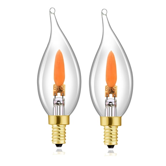 Flickering Flame E12 LED Light Bulbs, 1W 100LM 2 Pack for Holiday Decor