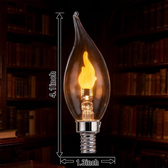 Flickering Flame Light Bulb E12 Candelabra Base, LED Candle Flame Effect with a Flickering Orange Glow, 4 Pack