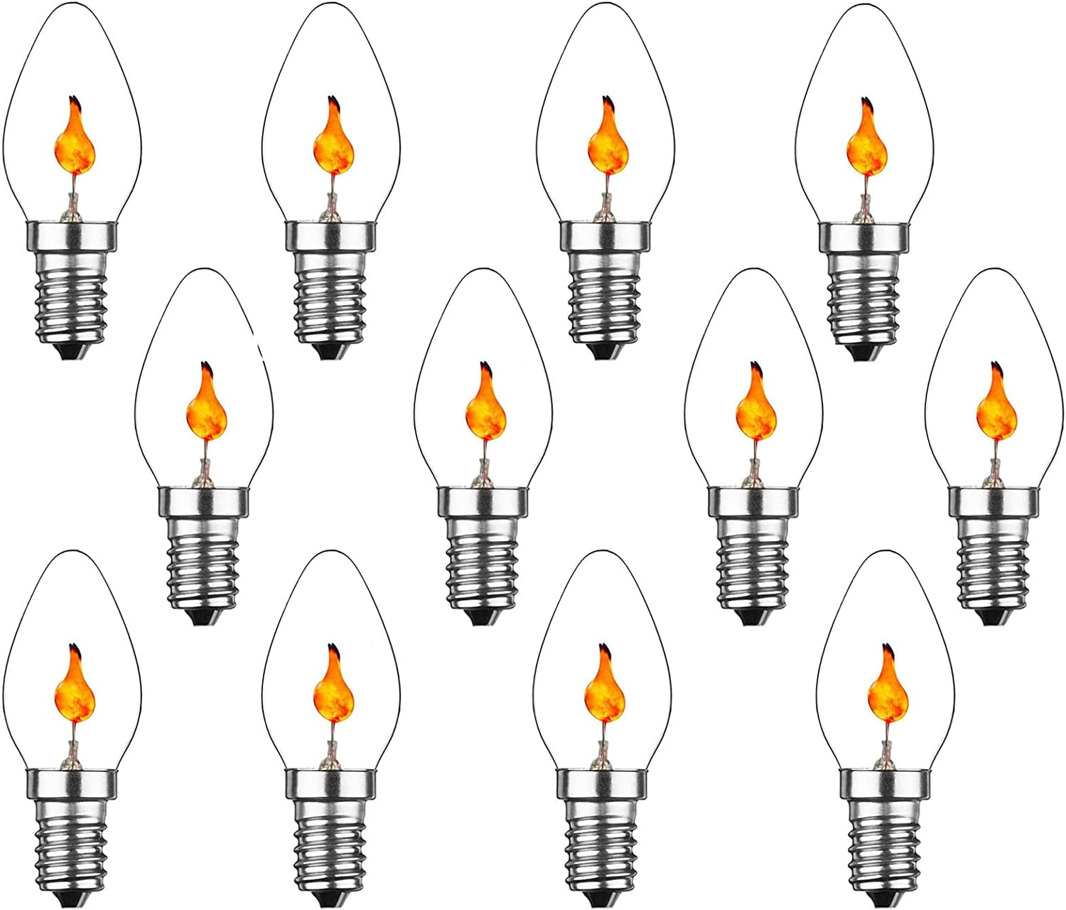 Flickering Flame Light Bulbs C7 Flame Shaped E12 Candelabra Base ...