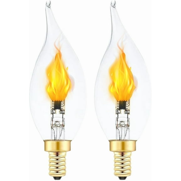 Flickering Flame Light Bulbs, E12 LED Flickering Flame Decoration Light Bulbs - More Realistic Fire Effect, Candelabra Base E12 Fire Light Bulb for Christmas Thanksgiving Indoor Outdoor Decoration
