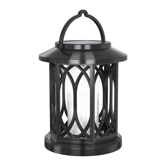 Flickering Flame Solar Lantern Outdoor Waterproof Solar Powered Flame Lights Dancing Flickering Effect Decorative Lighting for Patio Garden Pathway Christmas Black Single Pack