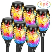 Flickering Flame Solar Lights Outdoor Decorative, 6 Pack Solar Garden Stake Lights Color Changing, Solar Torch Lights Outside for Yard, Patio, Garden, Pathway