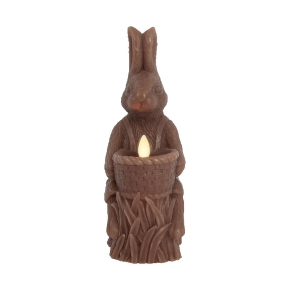 Flickering Flameless Candle Easter Bunny Ornament with Light Source Light for Mantel Shelf Tabletop Coil Holi Display