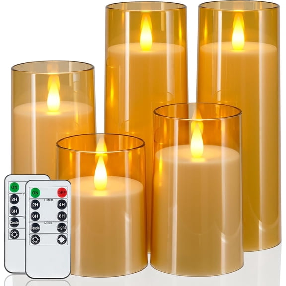 Flickering Flameless Candles,  Operated Candles with Remote Control and Timer,    Candle for , Christmas Decoration, , Set of 5