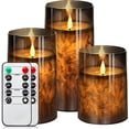 thumbnail image 1 of Flickering Flameless Candles Set of 3,LED Warm 3D Wick Light Pillar Candle Acrylic Battery Operated Candles with Remote and Timer Real Wax Christmas Home Table Decor, Gray, D 3" H 4" 5" 6", 1 of 8