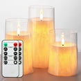 thumbnail image 1 of Flickering Flameless Candles Set of 3,LED Warm 3D Wick Light Pillar Candle Acrylic Battery Operated Candles with Remote and Timer Real Wax Christmas Home Table Decor, Transparent, D 3" H 4" 5" 6", 1 of 8