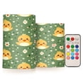 thumbnail image 1 of Flickering Flameless LED Candles set of 2 Battery Operated 18-Key Remotes Timer Halloween Fall Decor Cute Ducks and Flower D3''xH4''5'', 1 of 7