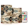 thumbnail image 1 of Flickering Flameless LED Candles set of 2 Battery Operated 18-Key Remotes Timer Halloween Fall Decor Traditional Chinese Flower Pattern D3''xH4''5'', 1 of 7