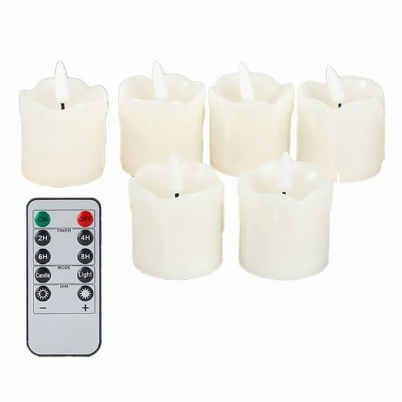 Flickering Flameless Votive Candles with Remote Timer, Battery Operated LED Candles for Wedding Dinner Table Decor,6 x Candle Light 1 x Remote Control, White