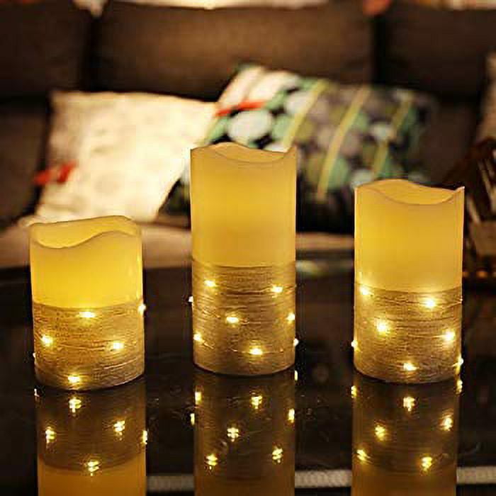 Flickering LED Candle Set with Daily Timer,Flameless Candles,Embedded