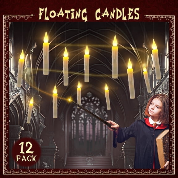 Flickering LED Flameless Floating Candles with Remote, Warm Light Halloween & Christmas Indoor Outdoor Decor