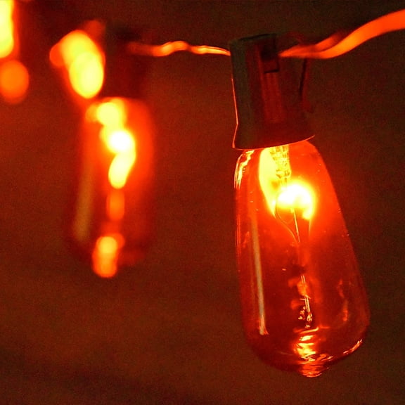 Flickering Orange Lights Bulbs, Halloween Flicker Flame Light Bulbs, ST40 Bulb Dances with a Flickering Orange Glow, Edison Bulbs for Outdoor, Halloween, 1 Watt E17 Intermediate Base- 10 Pack