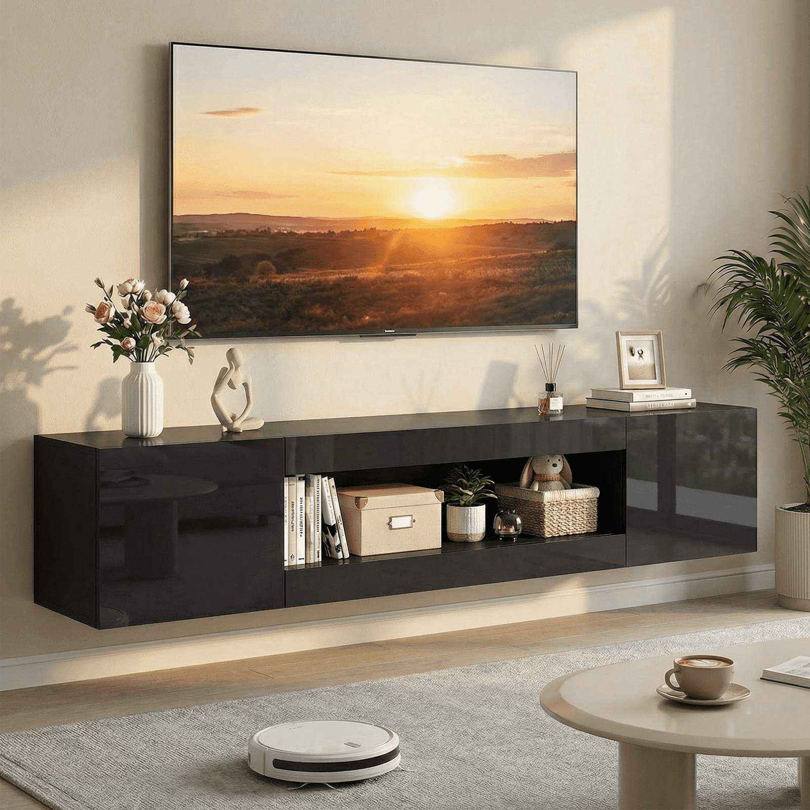 Flictozena 70" Floating TV Stand for TVs Up to 80", Wall Mounted ...
