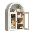 thumbnail image 1 of Flictozena Medicine Cabinet Wall Mount with Glass Door with Adjustable Shelves, Arched Wall Cabinet , Wood Cabinet for Laundry Room, Kitchen, Living Room & Toilet, White, 1 of 8