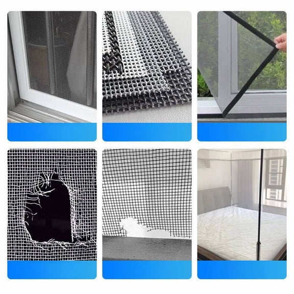 Fliegengitter Reparatur Set – Self-Adhesive Fly Screen Repair Tape, Fiberglass Mesh Patch for Window Mosquito Net Insect Protection, Fenstergitter Insektenschutz (Grey) 2PCS