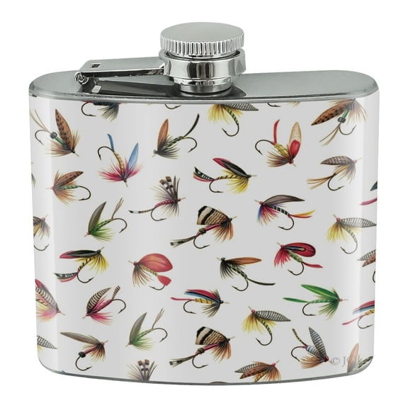 Flies Flyfishing Fly Fishing Lures Lake River Stainless Steel 5oz Hip Drink Kidney Flask