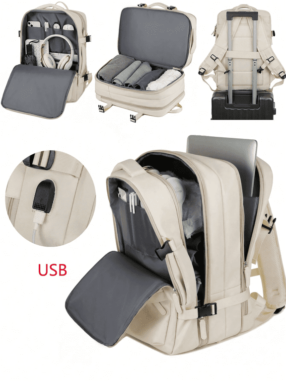 Flight Approved Large Travel Backpack Laptop Work Business Backpack for Men Women, Carry On Size