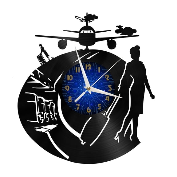 Flight Attendant Vinyl Record Wall Clock for Kitchen Wall Decor Wall Art Gift for Lover Gift Idea for a Best Friend(B)